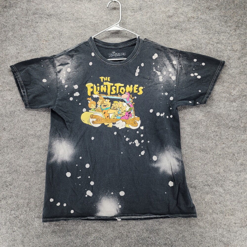 The Flintstones Shirt Womens Large Short Sleeve Gray TV Cartoon 80's